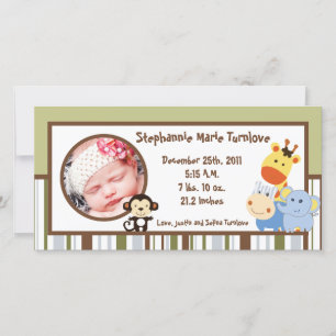 4x8 Faire-part de naissance photo Jeu Jungle