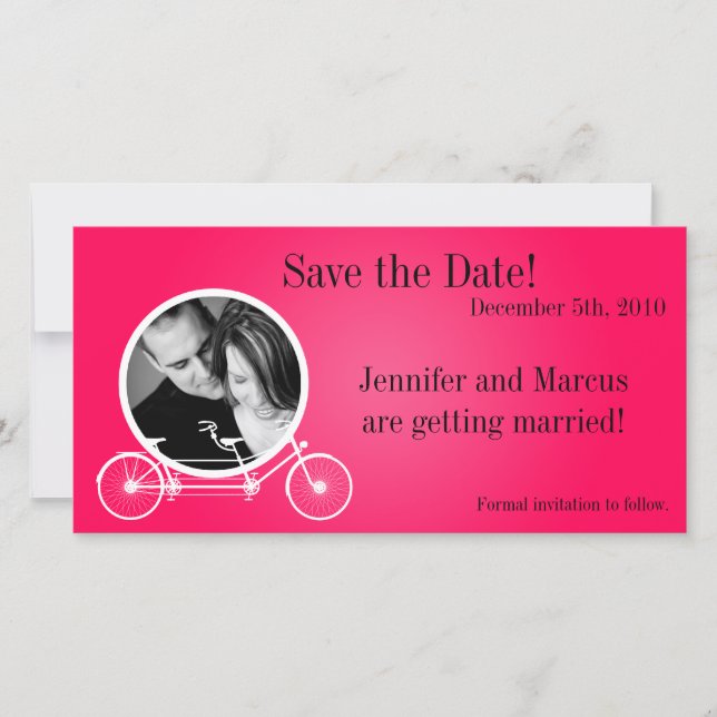 4x8 Faire-part rose chaud double vélo (Devant)