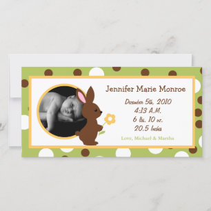 4x8 Forest Friends Bunny Birth Announcement