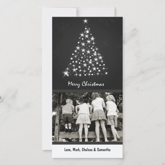 4x8 Gray Snowflake XMAS Tree photo carte de Noël (Devant)