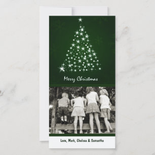 4x8 Green Snowflake XMAS Tree PHOTO Christmas Card
