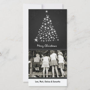 4x8 Grey Snowflake XMAS Tree PHOTO Christmas Card