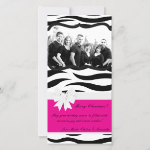 4x8 Hot Pink Black Zebra Prin PHOTO Christmas Card