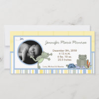 4x8 Leap Frog Turtle Bee Photo Birth Announcement