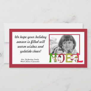 4x8 NOEL Santa Snowman Pengui PHOTO Christmas Card