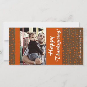 4x8 Orange & Brown Leaves PHOTO Thanksgiving Card