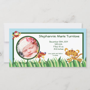 4x8 Photo Birth Announcement Rain-forest Jungle
