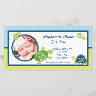 4x8 Photo Birth Announcement Turtle Reef Ocean Sea