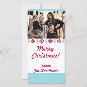 4x8 Polka dot Christmas Ornaments PHOTO Card