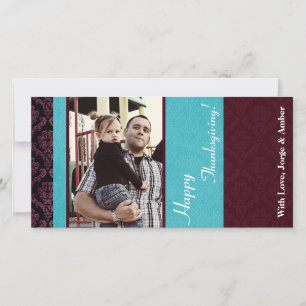4x8 Purple and Turquoise Foliage Thanksgiving Card