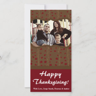 4x8 Red & Brown Leaves PHOTO Thanksgiving Card