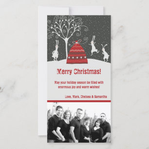 4x8 Snow Bunnies Bunny Rabbit PHOTO Christmas Card