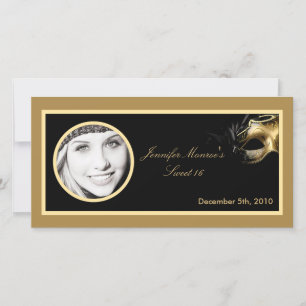 4x8 Sweet 16 Gold Black Party Faire-part