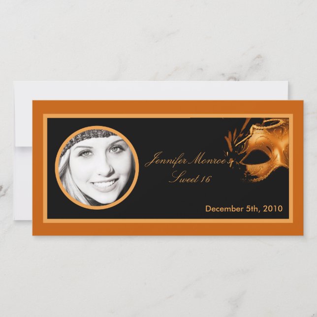 4x8 Sweet 16 Orange Black Party Announcement (Front)