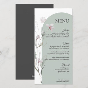 4x8" Watercolor Botanical Wedding Table Menu Card