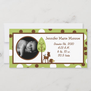 4x8 Woodland Friends Birth Announcement