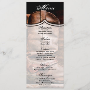 4x9.25 Cartes de menu Cowboy Boots Barn Wood Rusti