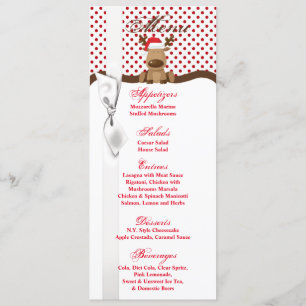 4x9.25 Cartes de menu Reindeer Noël XMAS Polka Do