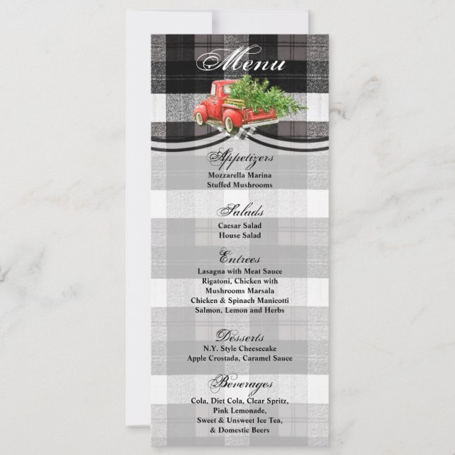4x9.25 Cartes de menu XMAS Camion Buffalo plaqué n (Devant)