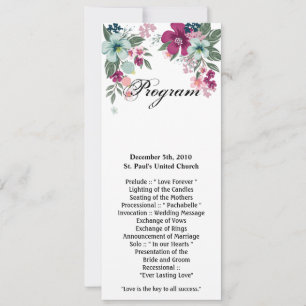 4x9.25 Cartes de programme Fleur tropicale en blan