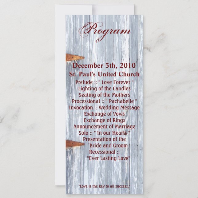 4x9.25 Cartes de programme Lavage blanc Bois Grang (Devant)