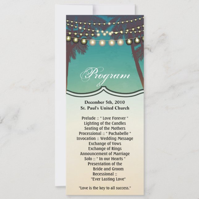 4x9.25 Cartes de programme Plage Coucher de soleil (Devant)