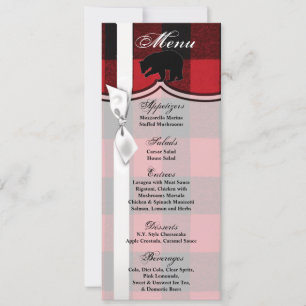4x9.25 Menu Cards Red Plaid Black Bear
