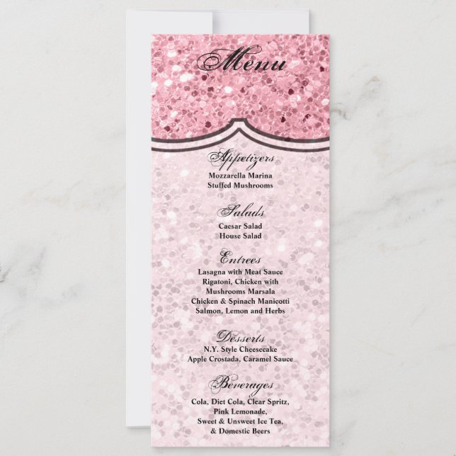 4x9.25 Menu Cards Rose Gold Glitter (Front)