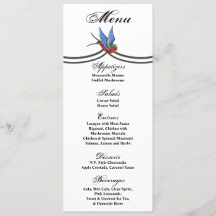 4x9.25 Menu Cards Traditional Bird Tattoo Sparrow