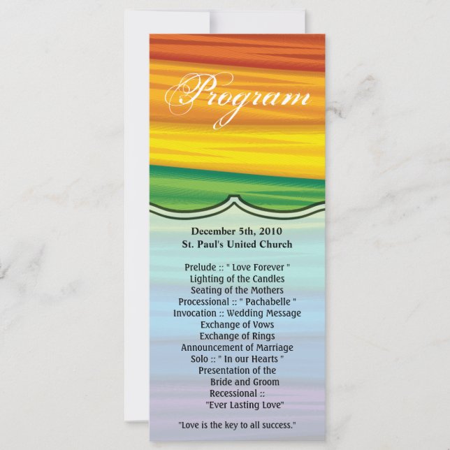 4x9.25 Program Cards lgbtq rainbow flag lesbian ga (Front)