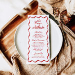 4x9" Handwritten Wavy Border Whimsical Menu<br><div class="desc">4x9" Handwritten Wavy Border Whimsical Menu
This event menu features handwritten font and hand drawn graphics with a waxy border. Perfect for any bridal shower,  wedding,  birthday party or rehearsal dinner! Colour of text and graphics is editable.</div>