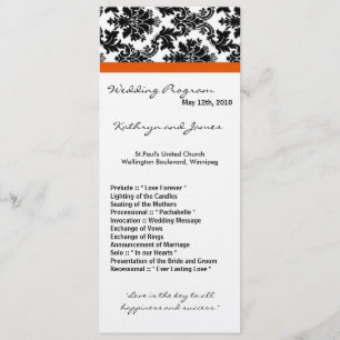 4x9 Programme de mariage - Noir Damas et Orange