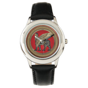 [500] Assyrian Winged Lion: Gold & Black Lamassu Watch