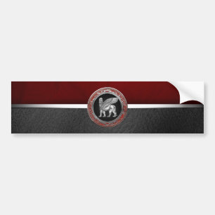 [500] Assyrian Winged Lion - Silver Lamassu Bumper Sticker