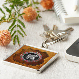 [500] Assyrian Winged Lion - Silver Lamassu Keychain