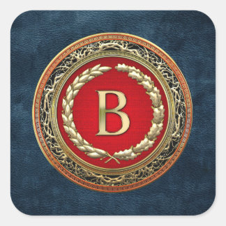 [500] “B” Gold Vintage Monogram Square Sticker