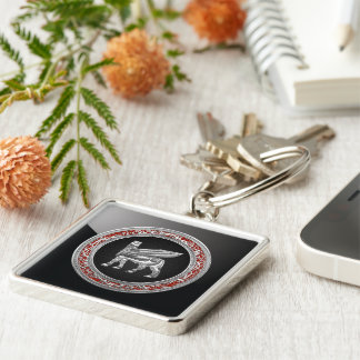 [500] Babylonian Winged Bull [Silver] [3D] Keychain