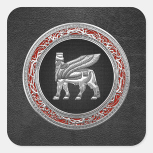[500] Babylonian Winged Bull [Silver] [3D] Square Sticker