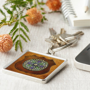 [500] Celtic Cross [Gold with Black Enamel] Keychain