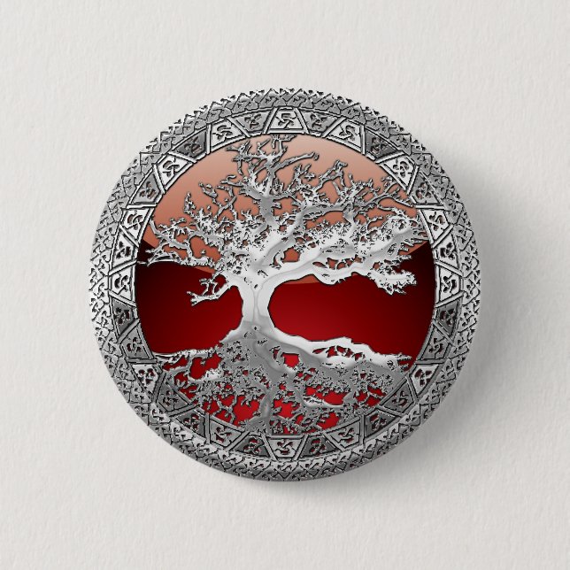 [500] Celtic Tree of Life [Silver] 2 Inch Round Button (Front)