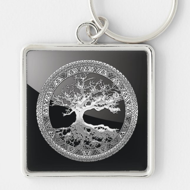 [500] Celtic Tree of Life [Silver] Keychain (Front)