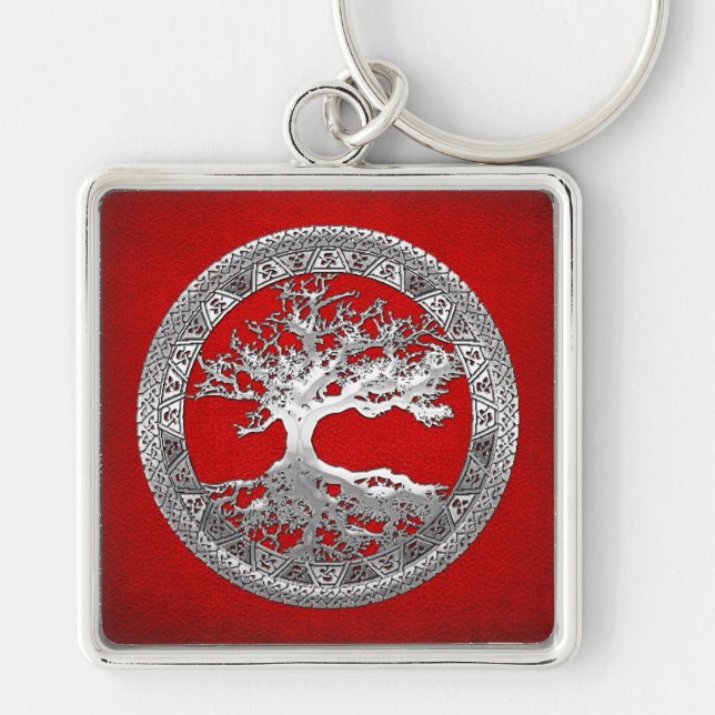 [500] Celtic Tree of Life [Silver] Keychain (Front)