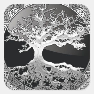 [500] Celtic Tree of Life [Silver] Square Sticker