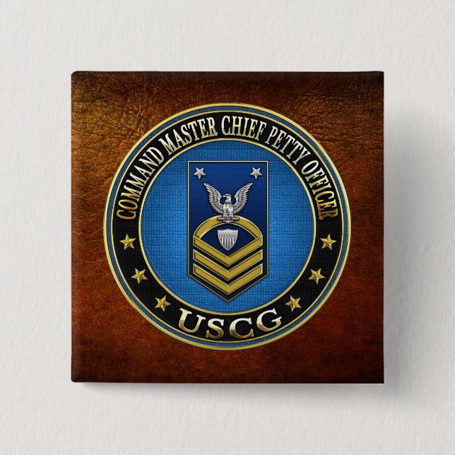 [500] CG: Command Master Chief Petty Officer (CMC) 2 Inch Square Button (Front)