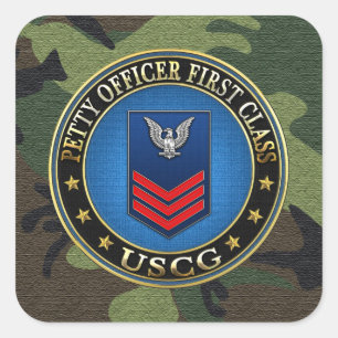 [500] CG: Petty Officer First Class (PO1) Square Sticker