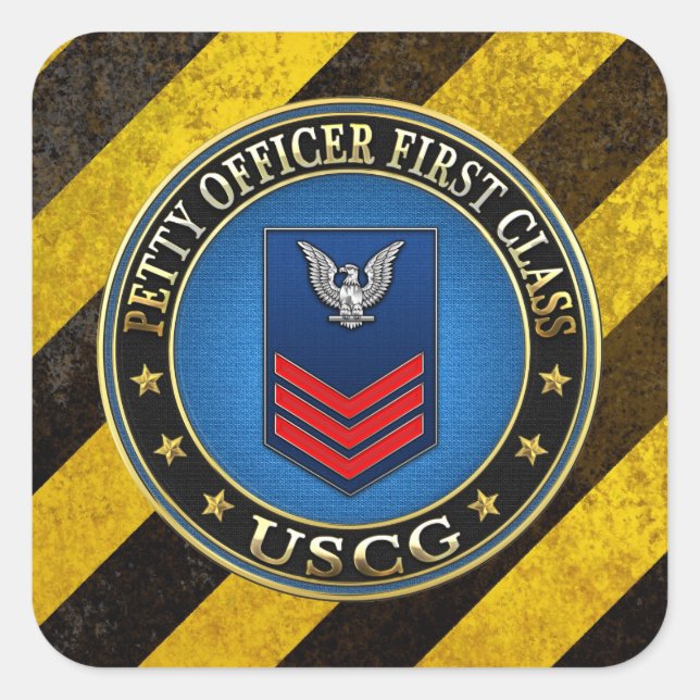 [500] CG: Petty Officer First Class (PO1) Square Sticker (Front)
