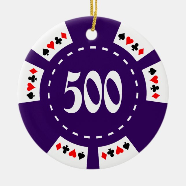 500 Dollar Poker Chip Ceramic Ornament (Front)