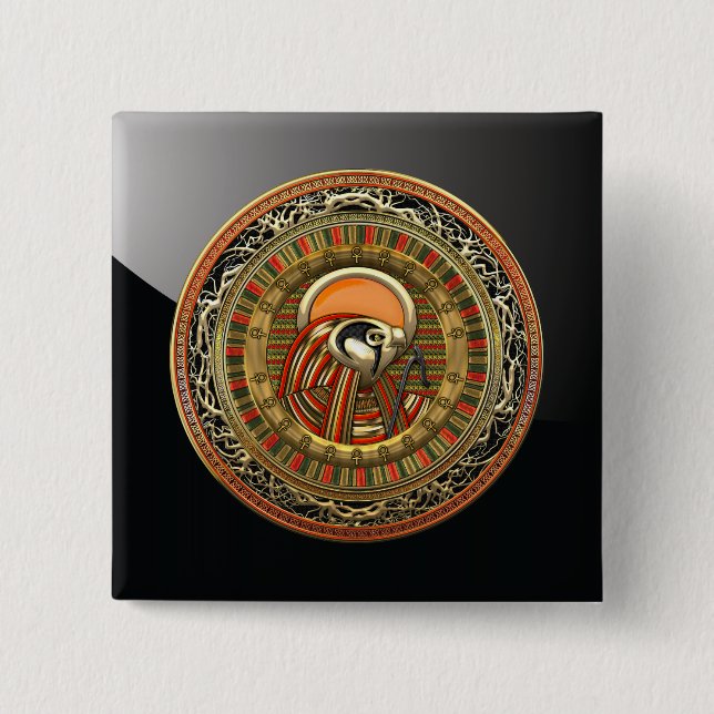 [500] Egyptian Sun God Ra 2 Inch Square Button (Front)