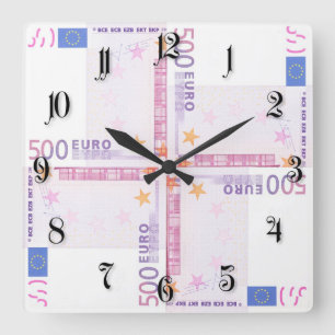 500 euro pattern square wall clock
