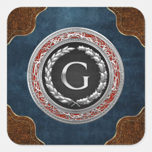 [500] “G” Silver Vintage Monogram Square Sticker